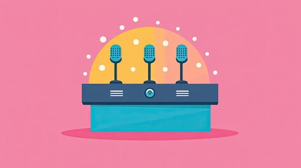 Public address system icon flat design front view classic theme cartoon drawing colored pastel