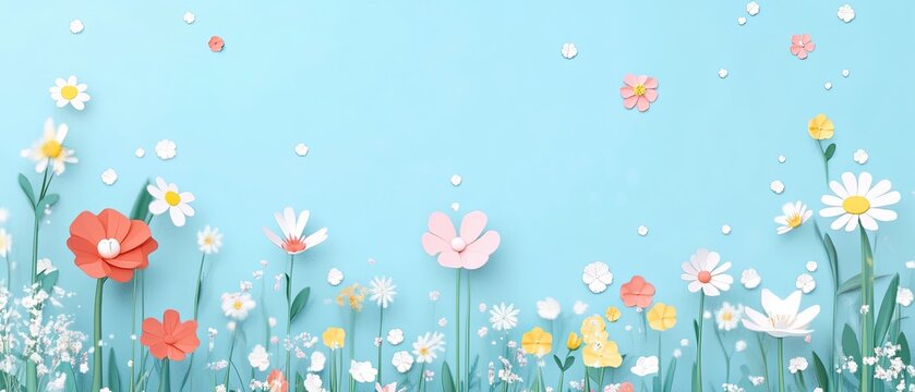 Winter to Spring flat design side view blooming flowers theme animation Complementary Color Scheme