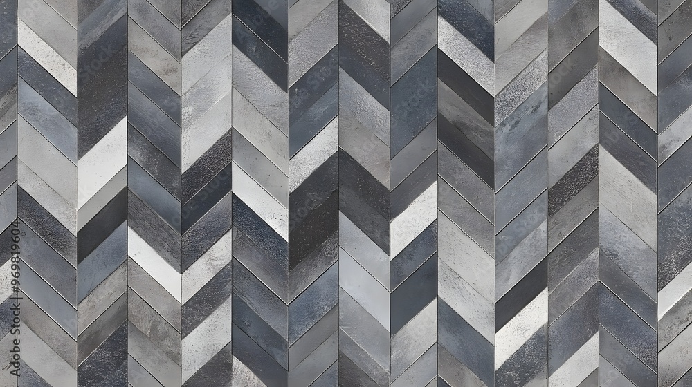 Poster 16. modern chevron tile pattern in contrasting shades of gray for a dynamic visual effect