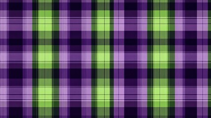 Colorful plaid pattern with purple and green stripes on fabric