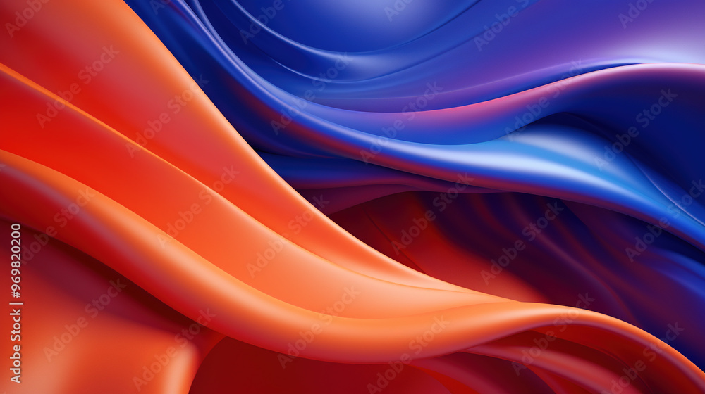 Poster vibrant abstract blue and purple waveform with fluid motion and colorful gradients. generated ai
