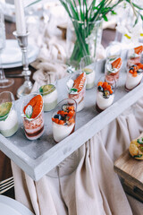 Elegant Gourmet Appetizers on Wooden Serving Board