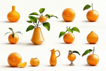 Obraz premium Fresh Sliced Oranges on Vibrant Yellow Background - Citrus Fruit Pattern for Healthy Living and Summer Vibes. Beautiful simple AI generated image