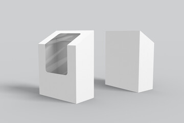 Takeaway fast food packaging Box On White Background, mockup, 3d illustration, 3d rendering
