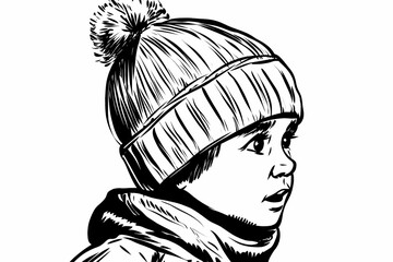 Cozy winter hat coloring page for adults, detailed and stylish design.  