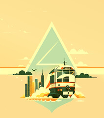  train and cityscape abstract vector