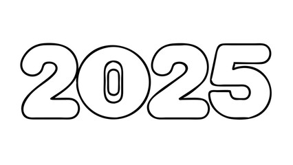 Bold outline 2025 number in modern minimalist style on white background with copy space