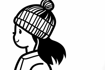 Cozy winter hat coloring page for adults, detailed and stylish design.  