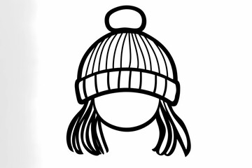 Fototapeta premium Cozy winter hat coloring page for adults, detailed and stylish design. 