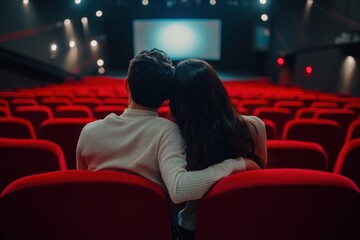 couple of lovers alone in the cinema