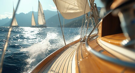 yacht cuts through the waves