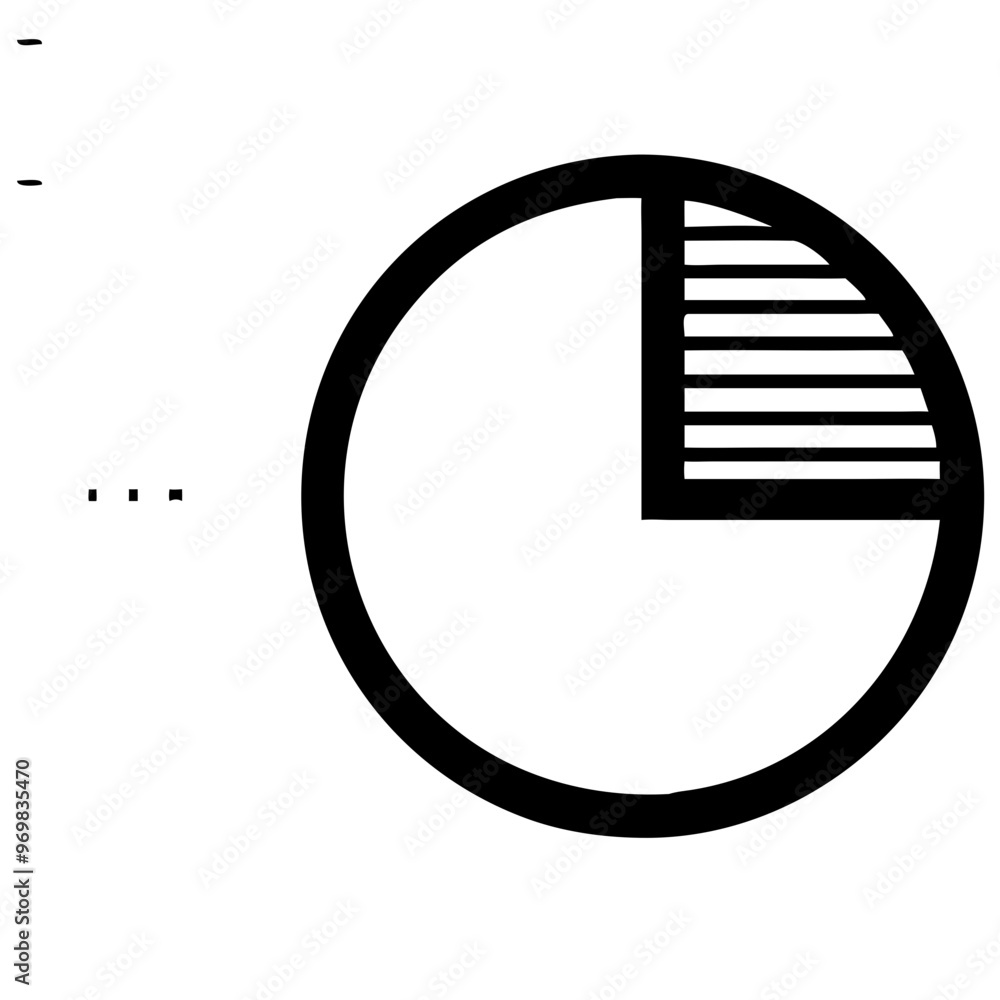 Poster minimalistic pie chart icon for data representation and analytics concept