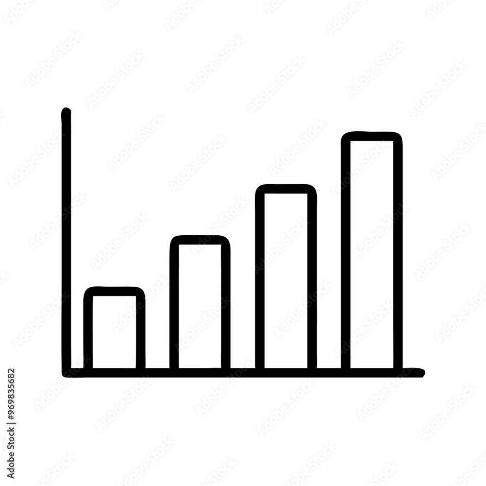 Aufkleber line art of a bar chart representing growth and data analysis