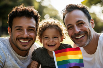 Portrait of a happy family smiling and having fun together on a sunny day at the park
