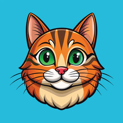 Cat  face Vector Cartoon Illustration. Animal Design Isolated.