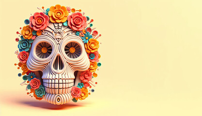 Dia De Los Muertos Wallpaper Background Illustration, Mexican Sugar Skulls on the Day of The Dead