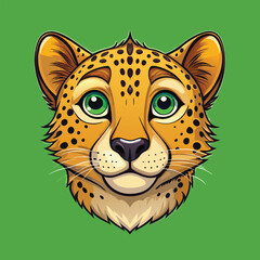 Cheetah face Vector Cartoon Illustration. Animal Design Isolated.