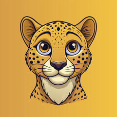 Cheetah face Vector Cartoon Illustration. Animal Design Isolated.