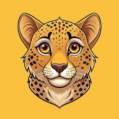 Cheetah face Vector Cartoon Illustration. Animal Design Isolated.