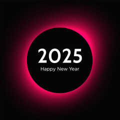 Happy new year 2025 inscription in circle light frame