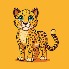 Cheetah Vector Cartoon Illustration. Animal Design Isolated.