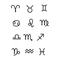 set of zodiac symbols illustration