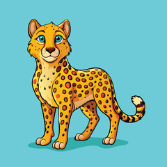 Cheetah Vector Cartoon Illustration. Animal Design Isolated.