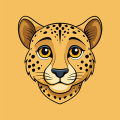 Cheetah face Vector Cartoon Illustration. Animal Design Isolated.