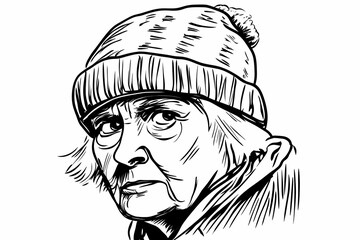 Cozy winter hat coloring page for adults, detailed and stylish design.  