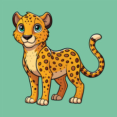 Cheetah Vector Cartoon Illustration. Animal Design Isolated.