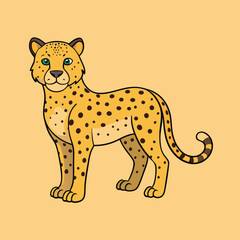 Cheetah Vector Cartoon Illustration. Animal Design Isolated.