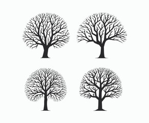 Obraz premium Bare trees silhouette EPS vector file or hand drawn trees isolated illustration