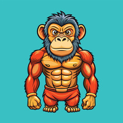 Chimpanzee Vector Cartoon Illustration. Animal Design Isolated