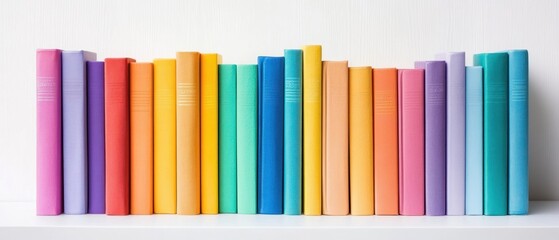 Colorful Books Lined Up on a Shelf
