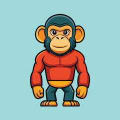Chimpanzee Vector Cartoon Illustration. Animal Design Isolated
