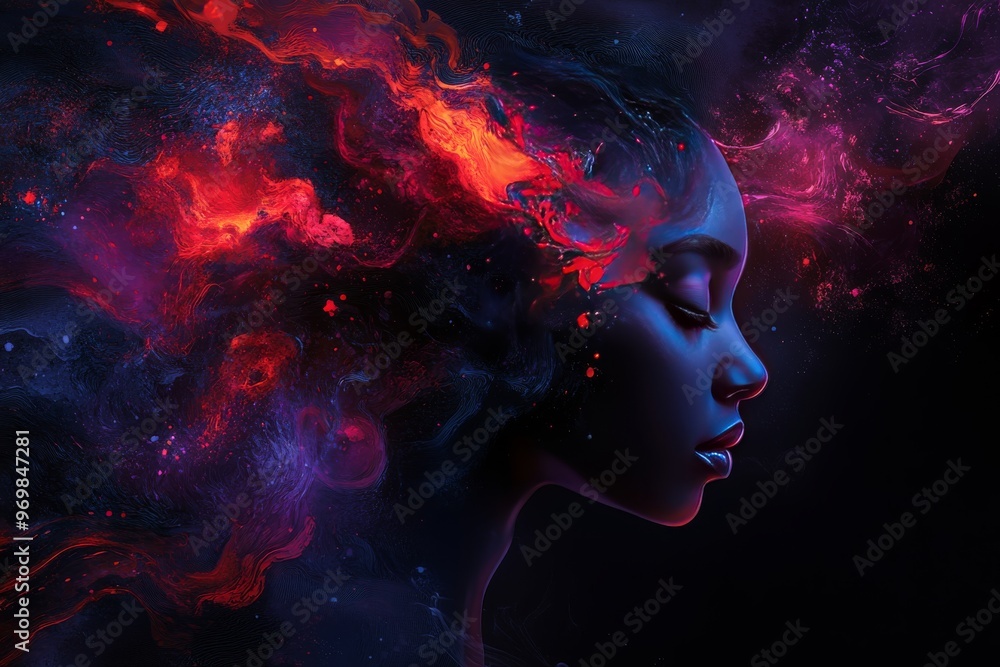 Poster ai algorithm optoelectronics brainwave basal ganglia and neuroprosthetics artistic illustration of w