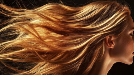 Naklejka premium Convey the energy and vitality of the hair through its movement. Use dynamic angles and perspectives to emphasize the hairâ€™s liveliness and activity.