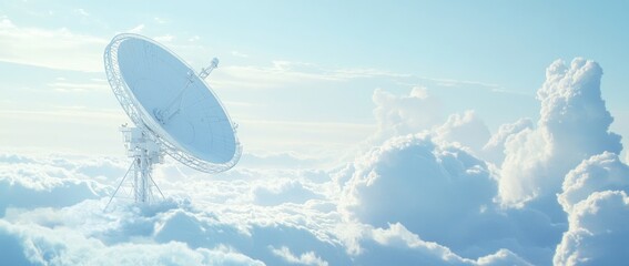 Satellite Dish in a Sky of Clouds.