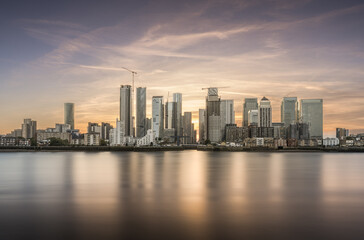 Canary Wharf at Sunset from the Greenwich Peninsula