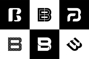 Set of letter b font and logo design, vector illustration.