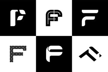 Set of letter f font and logo design, vector illustration.