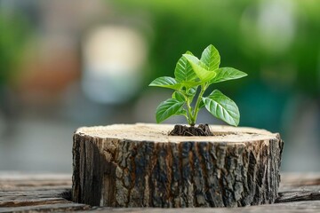 young tree emerging from an old tree stump showcasing the beauty of new life from the remains of the past.
