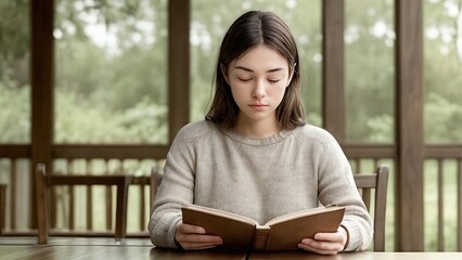 Mujer joven amante de la lectura, lee un libro al aire libre. Así se ve una persona que ama la lectura. 