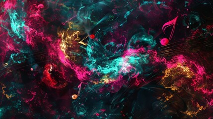 Vibrant abstract background of colorful music notes for creative design and multimedia projects