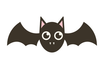 Cute Bat character on an isolated background. Vector illustration for Halloween designs, spooky themes, and festive decorations