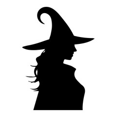 Witch silhouette on transparent background