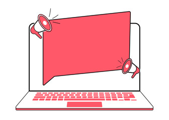 Speech messages on a laptop with a loudspeaker