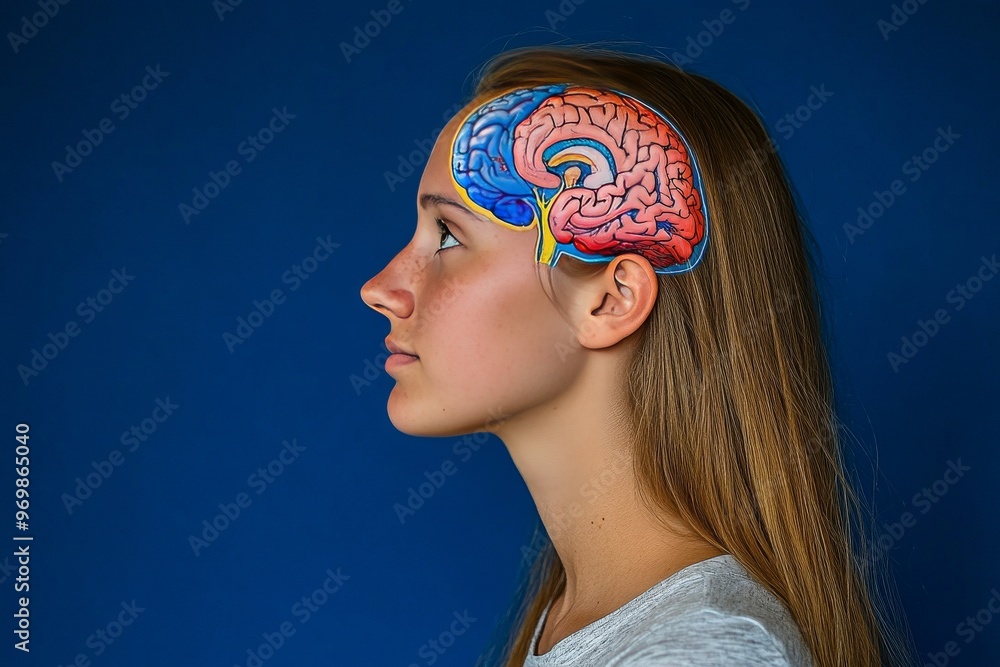 Poster neuroscience synaptic cleft diffusion mri brain mapping and memory consolidation woman in side profi