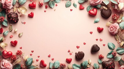 A romantic border of hearts and flowers, perfect for Valentine's Day celebrations or love-themed designs.