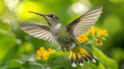 Obraz premium Hummingbird in the wild. Beautiful extreme close-up. Chilli. Printable photo with Instant Download. Digital photography. Art Decor. Digital art.
